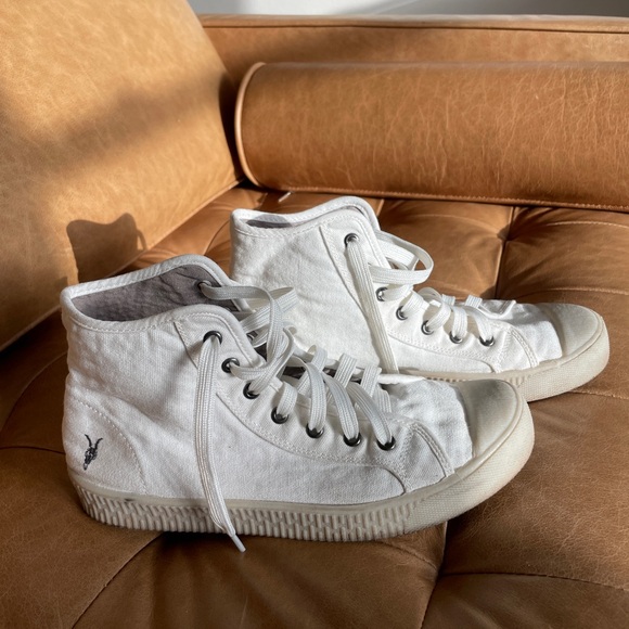 All Saints White and Cream High-Top Sneakers - Picture 1 of 5